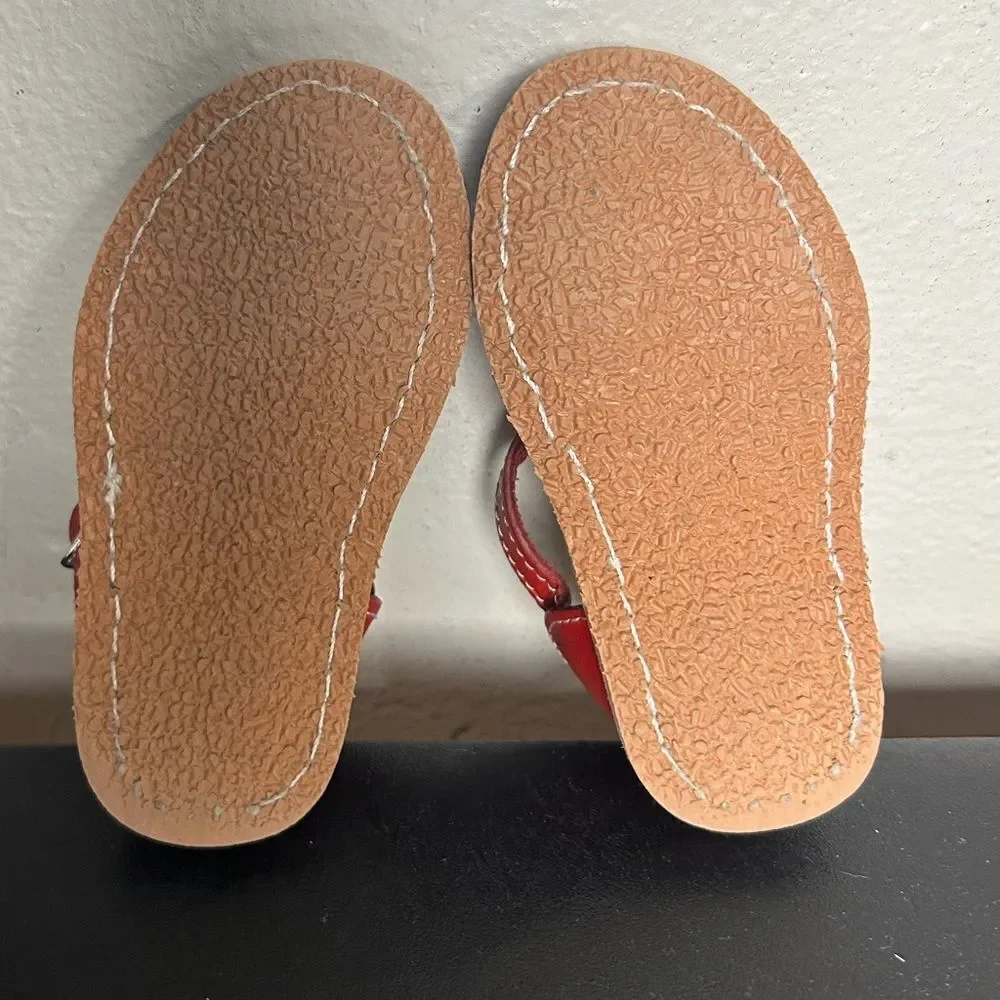 Mexican Huarache Red Sandals lil girl Size 7c